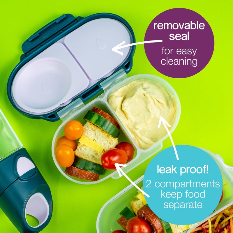 b.box Snack Box for Kids & Toddlers: 2 Compartment Snack Containers, Mini Bento Box, Lunch Box. Leak Proof, BPA free, Dishwasher safe. School Supplies. Ages 4 months+ (Indigo Rose, 12oz capacity) - Image 5